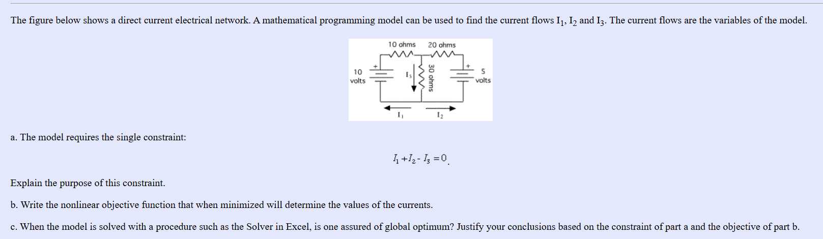 Nonlinear Programming Model: Electric direct current model